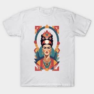 Frida's Chromatic Flourish: Colorful Illustration T-Shirt